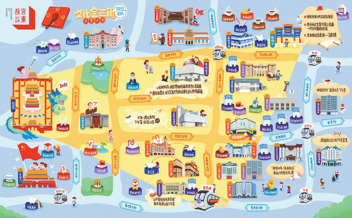 手绘故宫-王府井-隆福寺“文化金三角”文化消费电子地图
