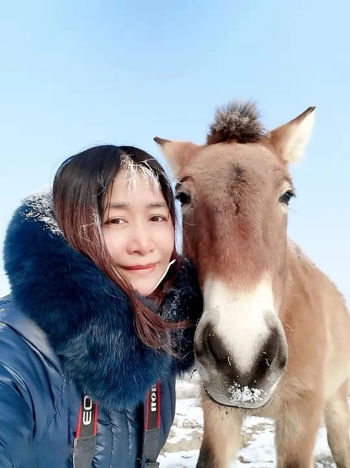 新疆野马繁殖研究中心正高级工程师张赫凡。本人供图