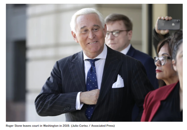 特朗普前政治顾问罗杰·斯通 图源：美联社