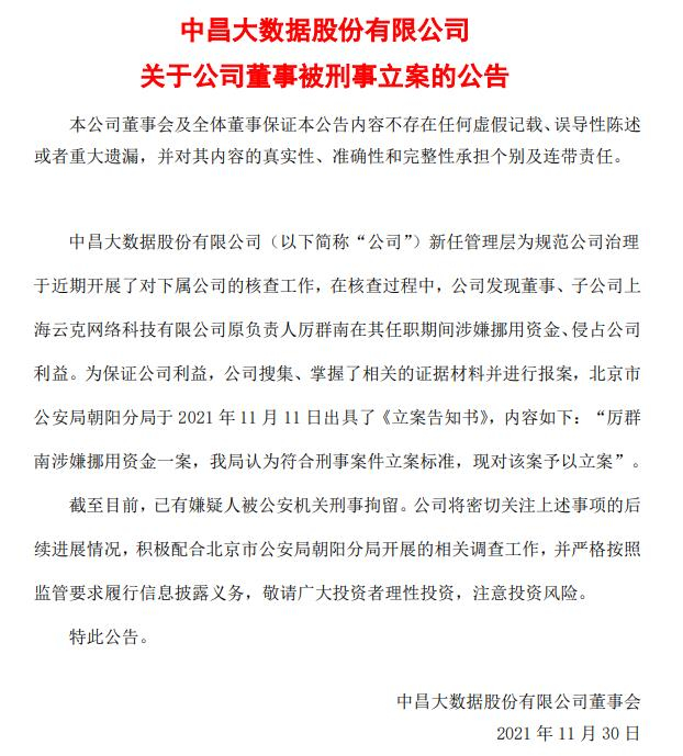 图片来源：ST中昌公告