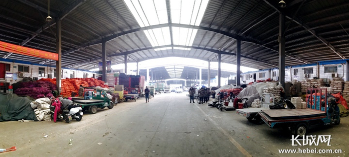 桥西蔬菜批发市场蔬菜区。长城网记者赵娇莹 摄