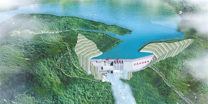 迈湾水利枢纽工程效果图。