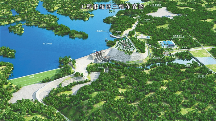 天角潭水利枢纽工程效果图。