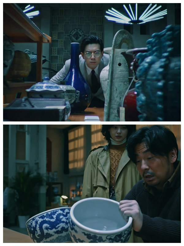 《古董局中局》预告片截图。双雄鉴宝对决场面。