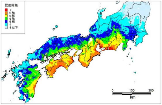 日本气象厅预测的南海海沟大地震震级情况