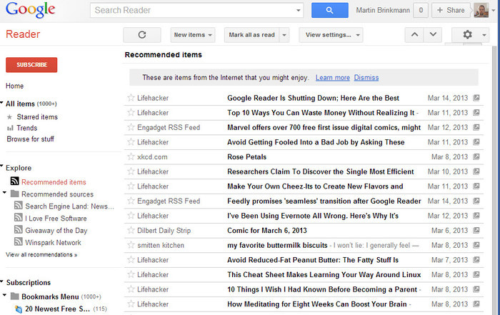 ▲&nbsp;Google Reader 直到关闭，都依然保有着极高的产品力、极好的用户口碑、极广大的用户群