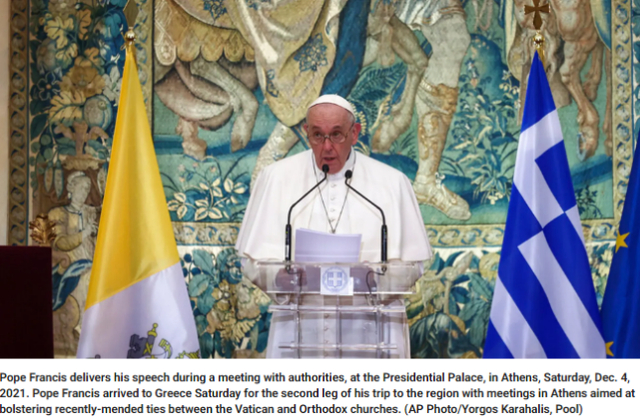 教皇方济各发表演讲 图源：外媒