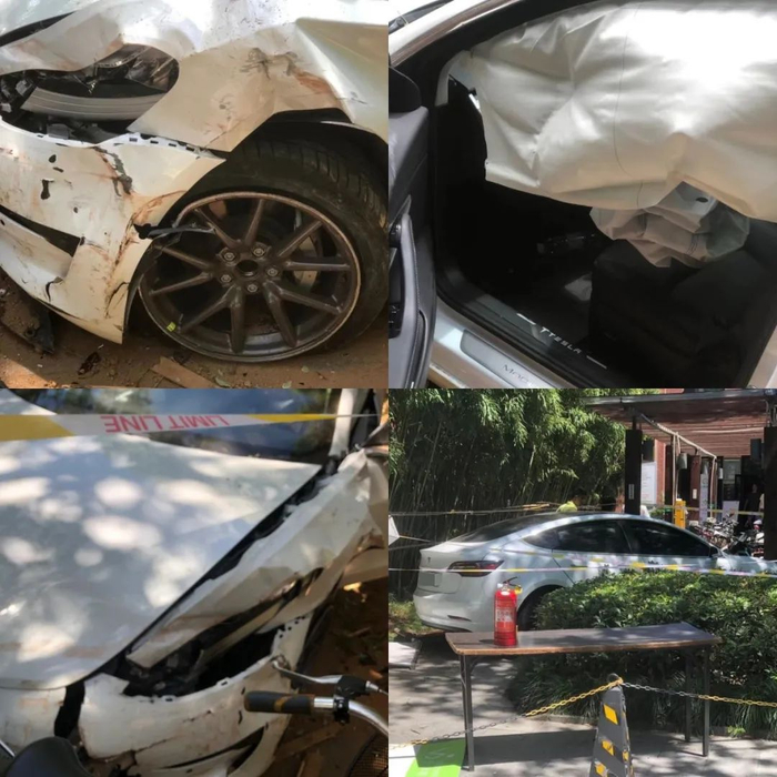 图源：Model 3失控之后的现场图/杨小姐提供