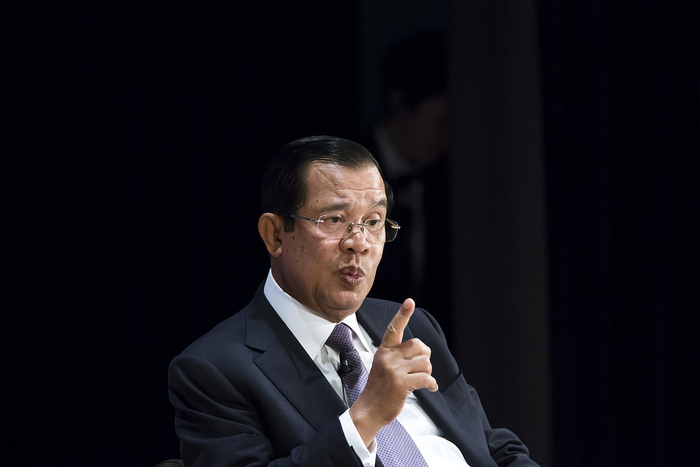 洪森回应资料图。图源：视觉中国