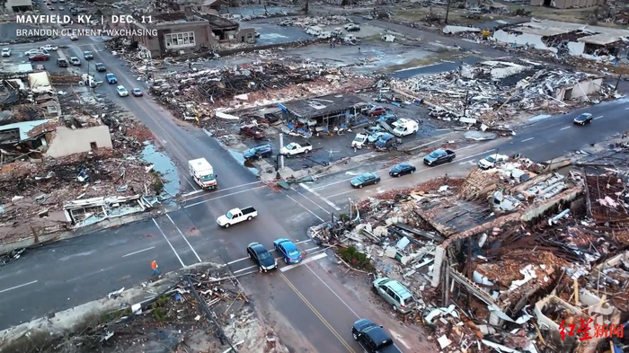  ▲肯塔基州梅菲尔德市中心被夷为平地