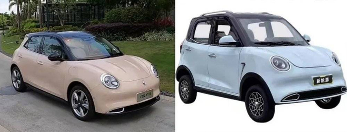 左为正版的“欧拉好猫”，右为山寨的“欧拉猫”