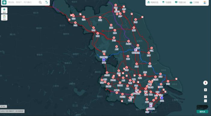 （图1：江苏公司500千伏及以上GIS延布图）