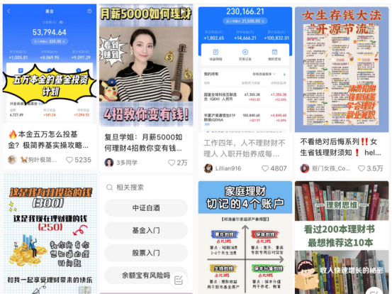 平台上关于“理财”的笔记有超过44万篇