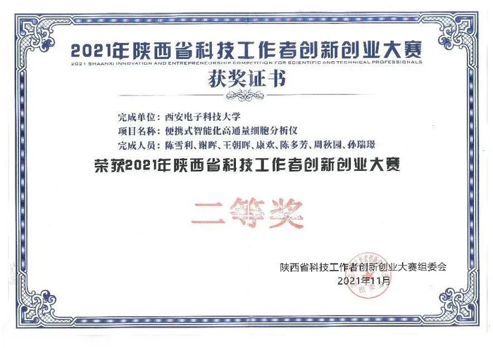 陈雪利团队项目获奖证书