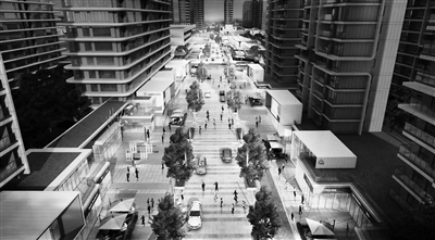     天鑫未来社区邻里特色商业街效果图。