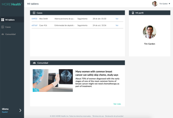 MORE Health平台多语言界面