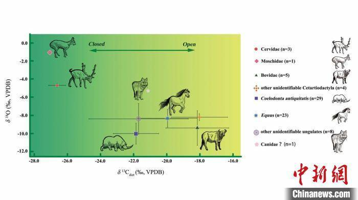 麻地沟遗址动物群生态位重建。 徐哲 供图