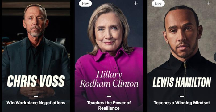 ↑“MasterClass（大师课）”的导师全是各行各业的名流。