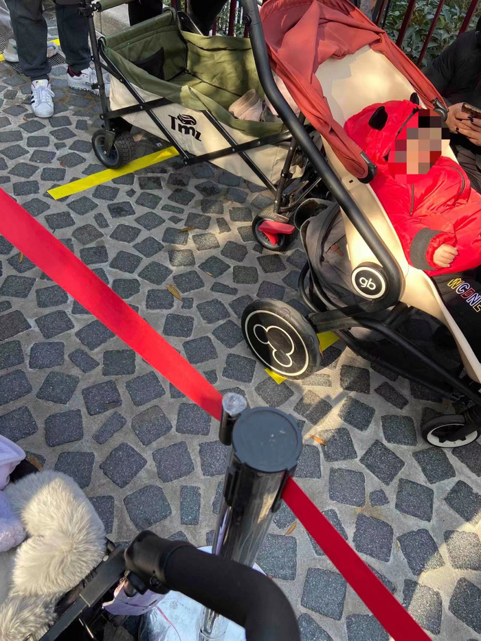 29号当天有宝妈带着不满3岁的孩子排队抢购玩偶&nbsp; 图源：被访者提供