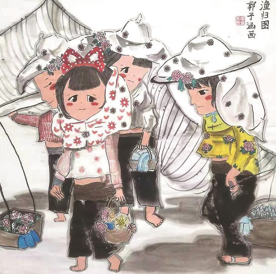 参赛作品《渔归图》 中国香港 郭子涵绘