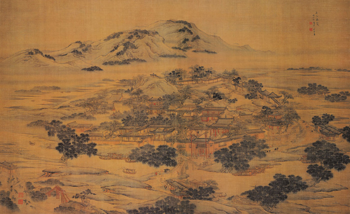 清朝画家袁耀的《邗江胜览图》，画面中的河流可能就是曾经的古邗沟，河上的桥可能是曾经的邗沟桥，公元前5世纪开凿的邗沟是大运河的起始河段。（资料图片）