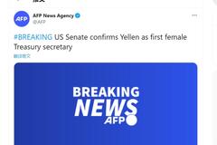 外媒：美参议院确认耶伦为首位女财长
