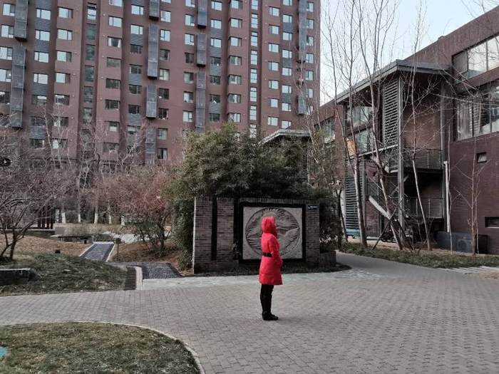 李静在社区驻足。受访者供图