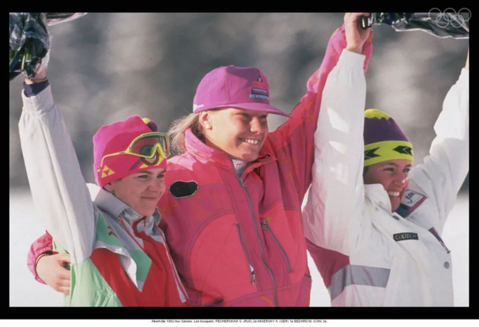 ▲冬季两项运动女子比赛前三名