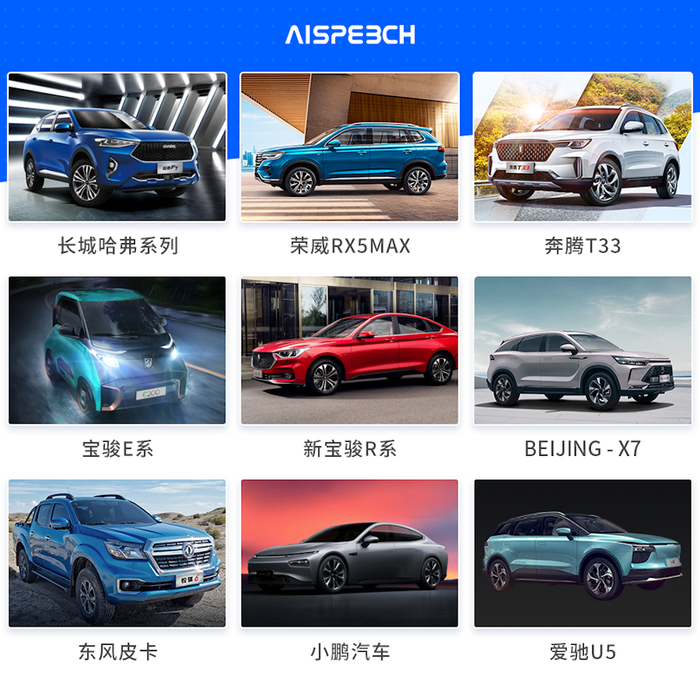▲前装搭载思必驰车联网解决方案的车型