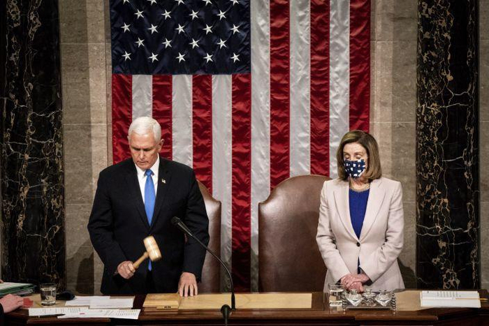 ↑7日凌晨，参众两院联席会议最终认证拜登当选第46任美国总统图据美联社