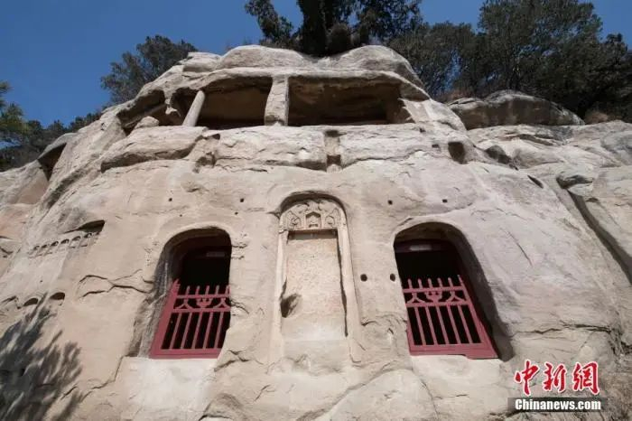 2月12日，中新社记者探访位于山西省太原市的天龙山石窟。中新社记者 韦亮 摄