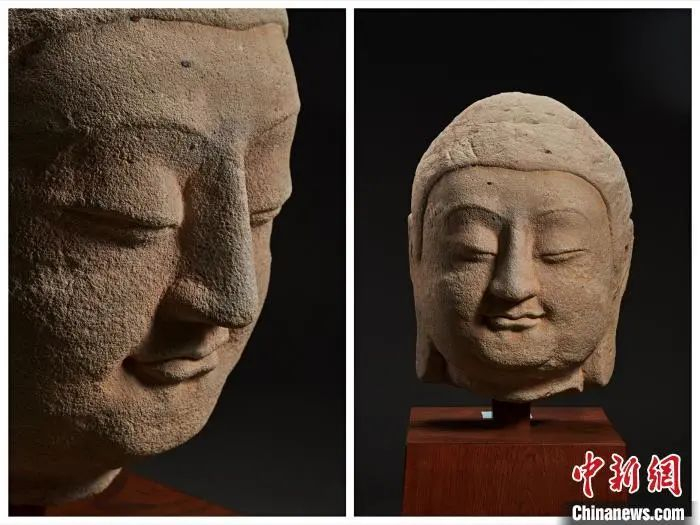 流失海外近一个世纪的天龙山石窟第8窟北壁主尊佛首　国家文物局供图 罗征 摄