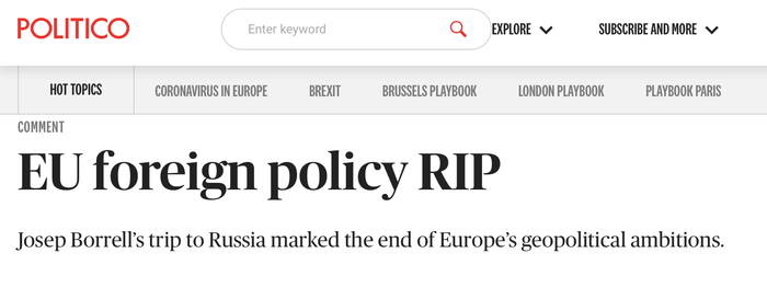 △政治新闻网站Politico Europe 相关报道截图