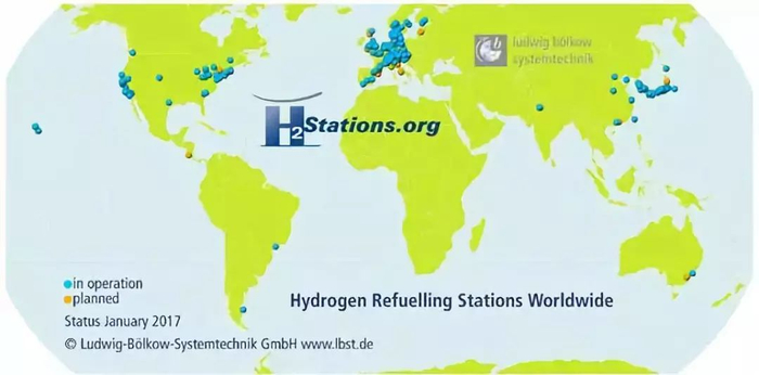 图9 全球加氢站统计