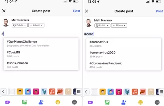图注：社交媒体专家 Matt Navarra 分享 Facebook 推荐标签列表的情况（来源：SocialMediaToday）