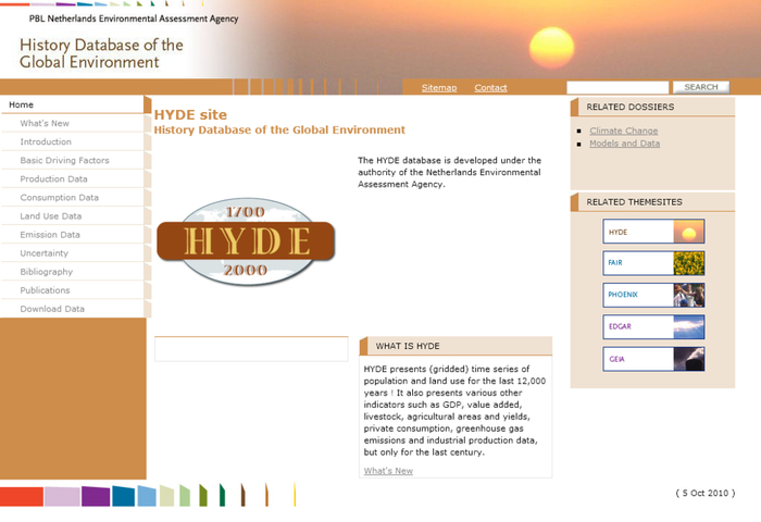 图5. HYDE官网截图 | 图片来源：themasites.pbl.nl