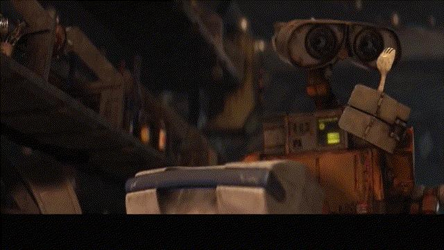 ▲“瓦力”进行垃圾分类 来源：电影《机器人总动员》