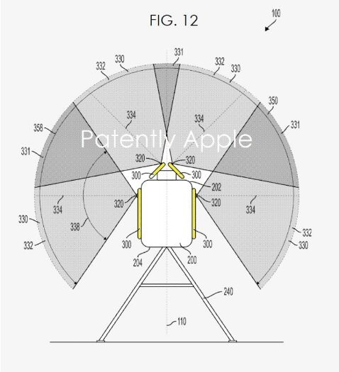 苹果的专利图9展示了摄影师或摄像师使用iPad应用程序来控制相机单元。