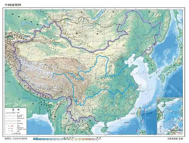 图1&nbsp;中国地势图
