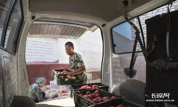 孙国亮装车帮村民们销售西红柿。孙国亮 供图