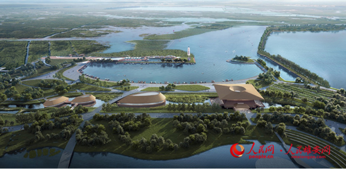 白洋淀码头及周边道路景观效果图。北京城建集团供图