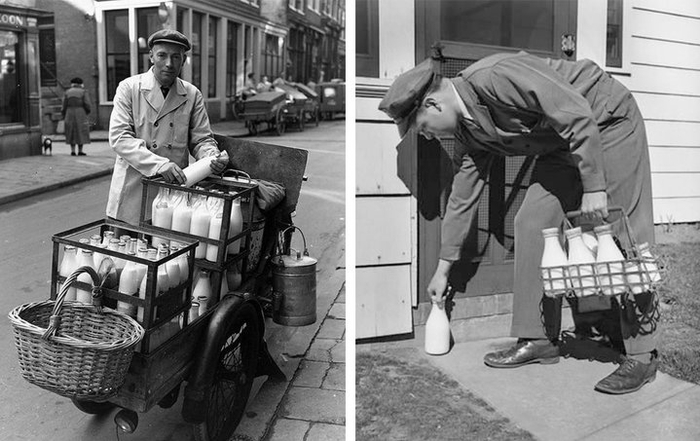  ▲ 玻璃奶瓶时代的送奶工