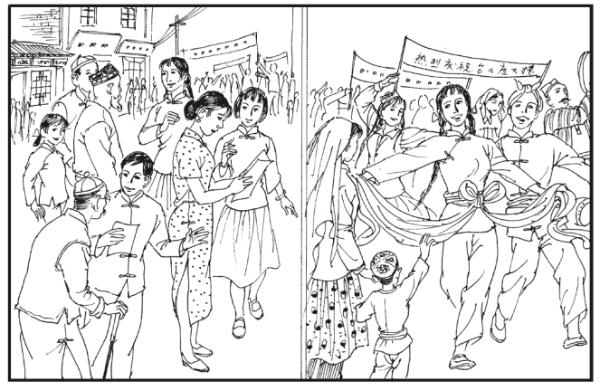 推行“六大政策”，使当时的新疆面貌改观，出现了生机勃勃的景象。（姜浩林绘）