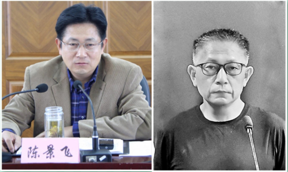 ▲“落马”前后的陈景飞