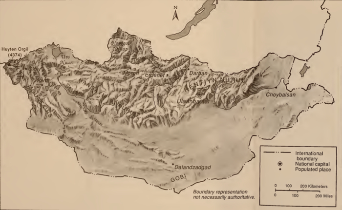 蒙古国地形图 图源网络