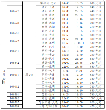 （航班最终以官方网站实际查询时刻为准，票价不含税费，优惠票售完即止）