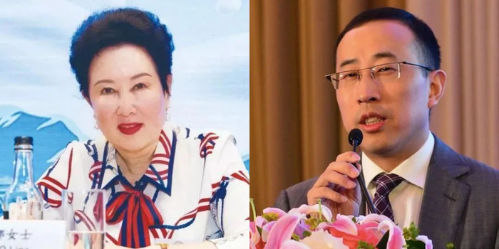 ▲现代牧业总裁高丽娜、蒙牛乳业总裁卢敏放。