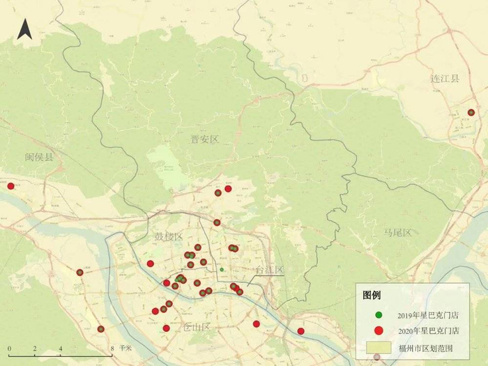 ◎ 福州市的星巴克不断往外围蔓延 数据来源/赢在选址 制图/赢商云智库