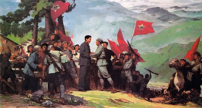 　　△1928年4月28日，朱德、陈毅率领的湘南起义部队与毛泽东领导的井冈山工农革命军在宁冈砻市胜利会师