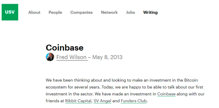 这笔投资就是Coinbase。